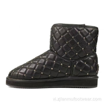 Rhinestone qulited Wool Snow Boots